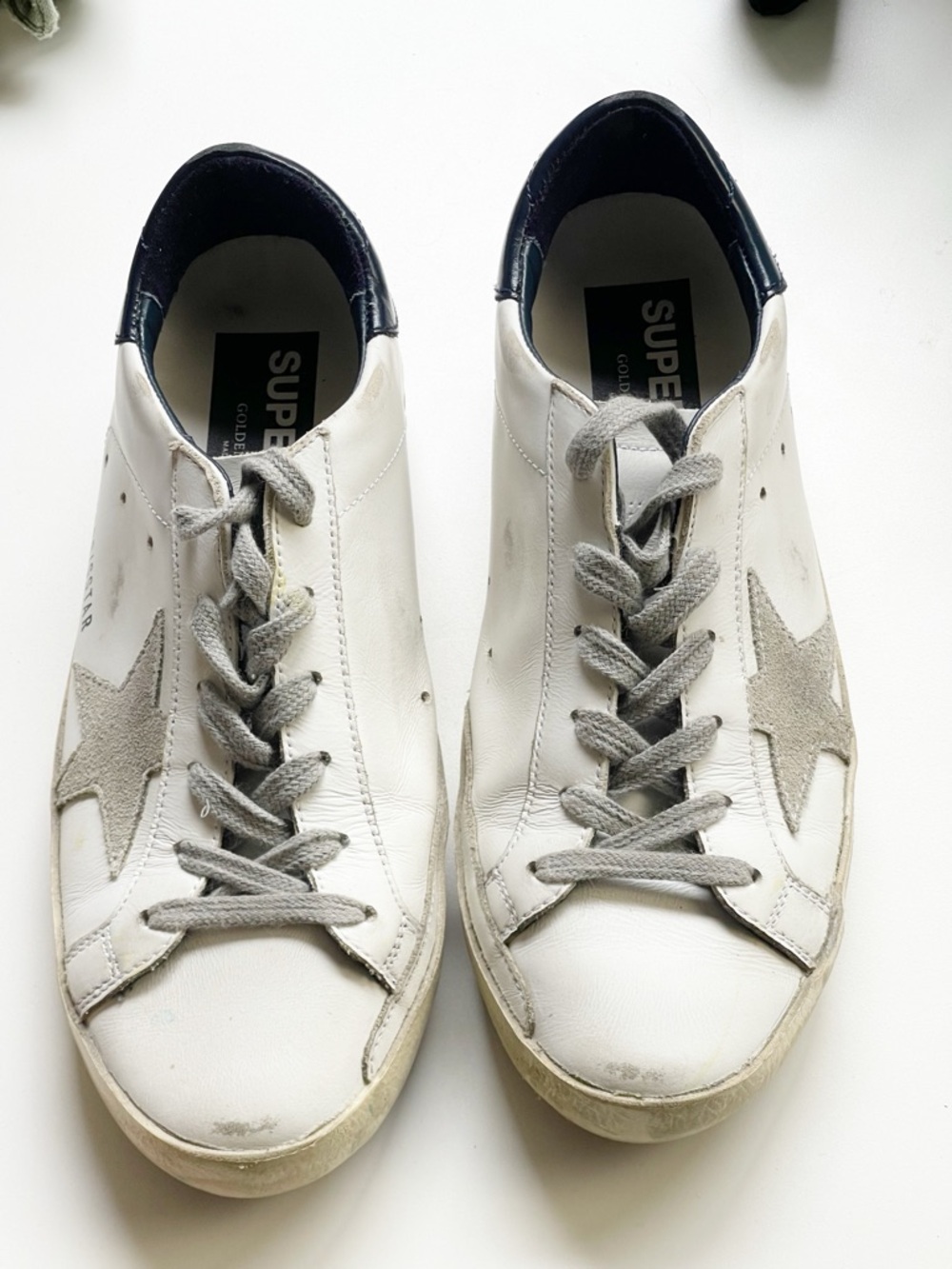 Golden Goose Superstar White Leather Sneaker with Grey Star - Picture 12 of 15